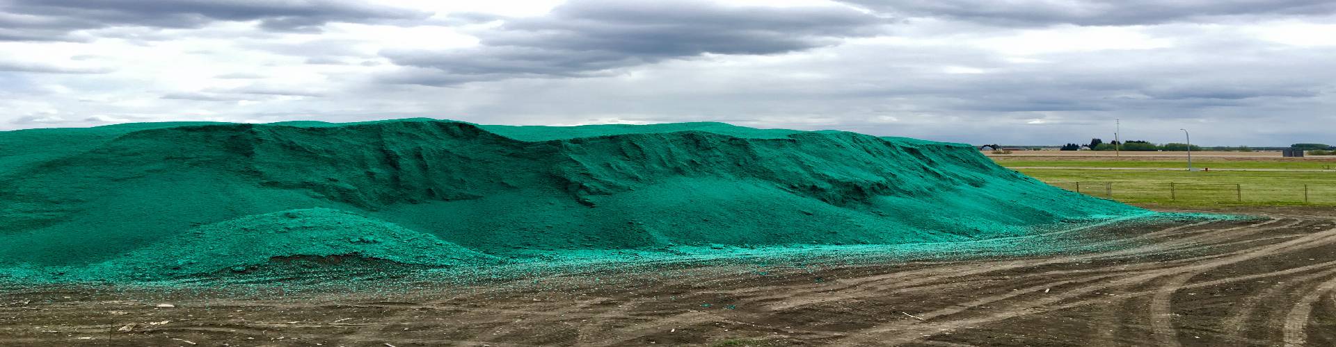 A large green mountain with grass on it